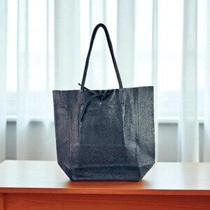 Anita Dark Blue Italian Leather Women’s Handbag – Designer Shopper Tote Bag
